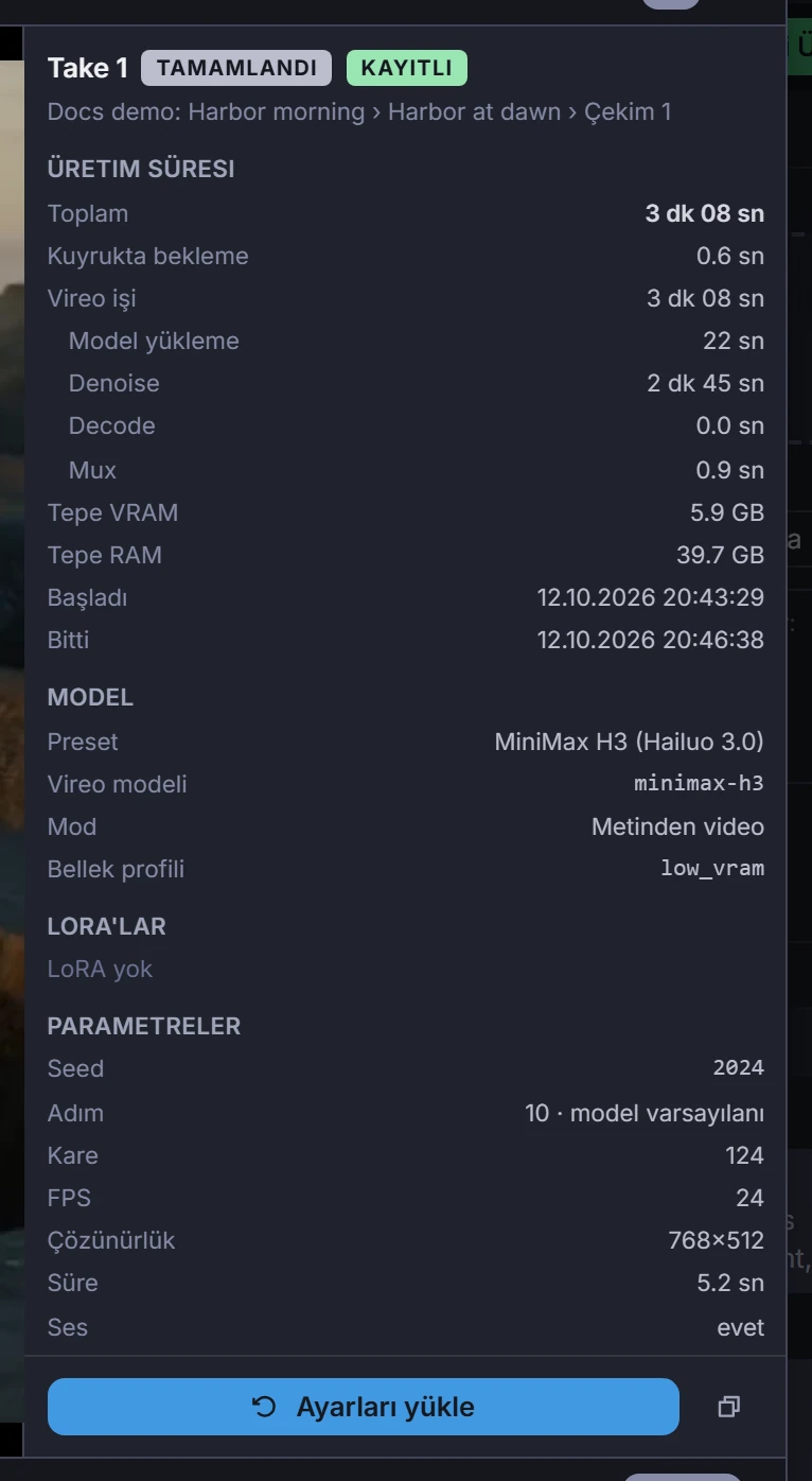 Oynatıcının yanındaki take bilgisi