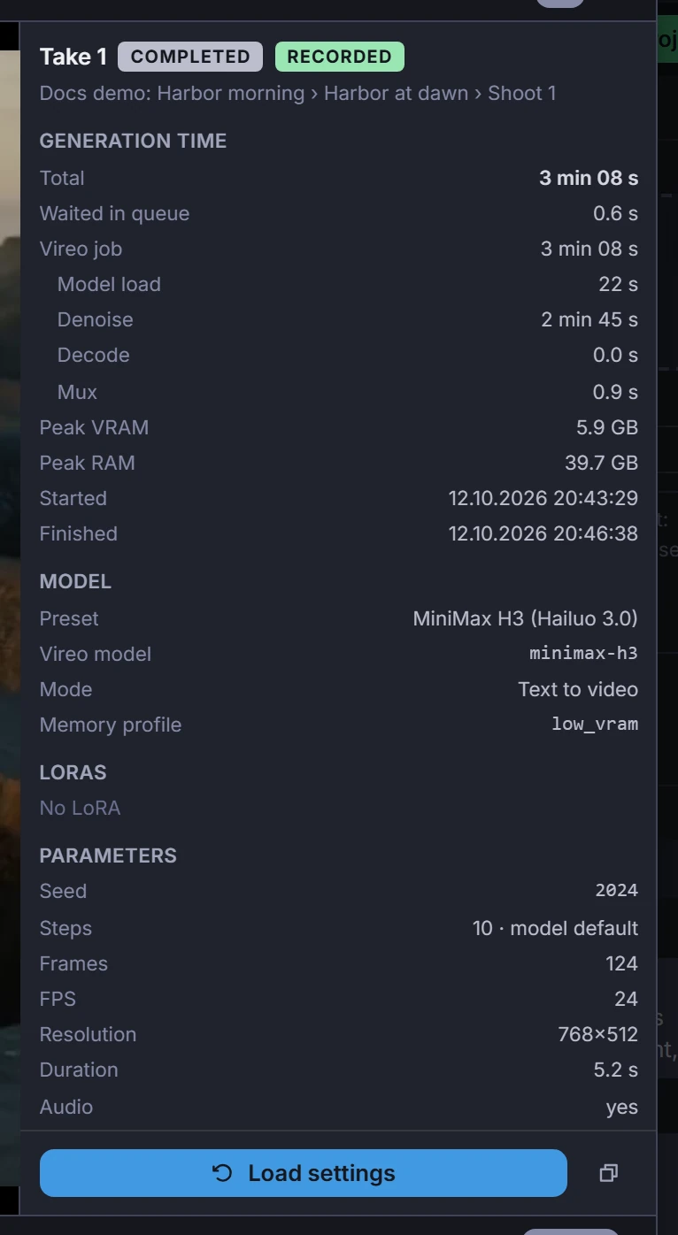 The take info beside the player